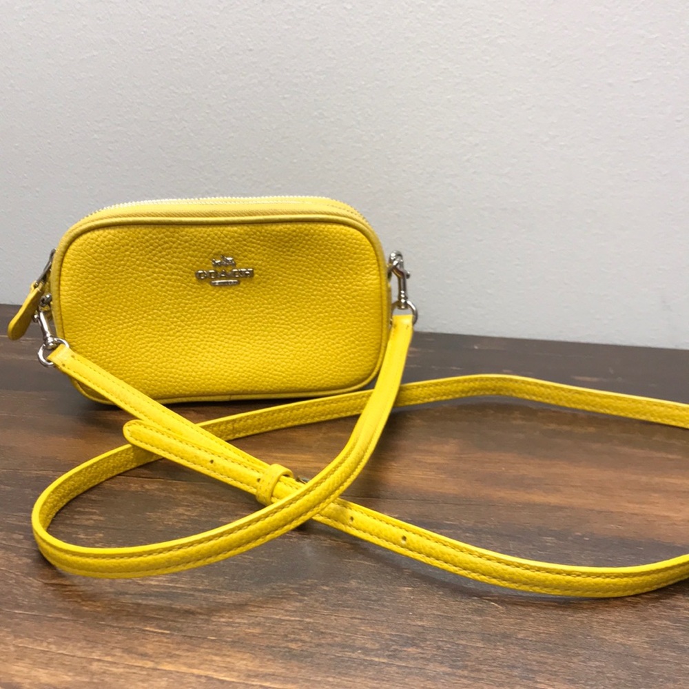 Coach Yellow Leather Crossbody Camera Bag